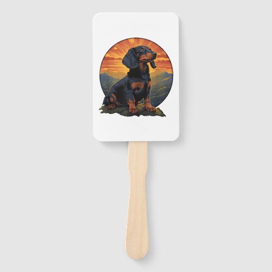 Lange Haired Dachshund huisdier lover retro  Handwaaier (Voorkant)