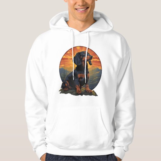 Lange Haired Dachshund huisdier lover retro Hoodie (Voorkant)