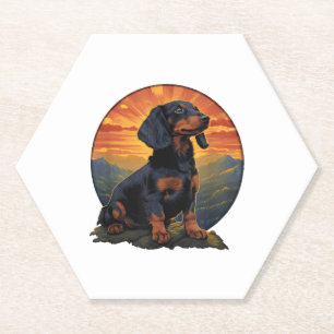 Lange Haired Dachshund huisdier lover retro  Kartonnen Onderzetters
