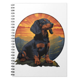 Lange Haired Dachshund huisdier lover retro  Notitieboek