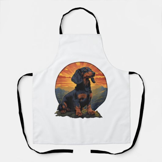 Lange Haired Dachshund huisdier lover retro  Schort (Voorkant)