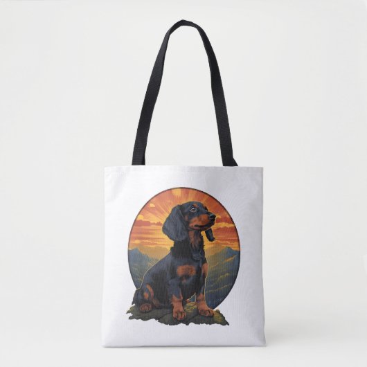 Lange Haired Dachshund huisdier lover retro  Tote Bag (Voorkant)