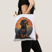 Lange Haired Dachshund huisdier lover retro  Tote Bag (Dichtbij)