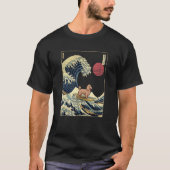 Lange Haired Dachshund Japans Kanagawa Wave Surf T-shirt (Voorkant)