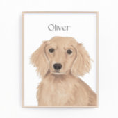 Lange Haired Engels Rood Dachshund Art Foto Afdruk