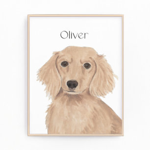 Lange Haired Engels Rood Dachshund Art Foto Afdruk