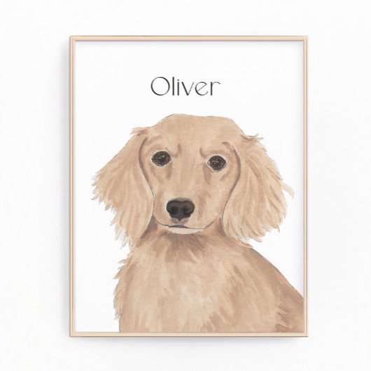 Lange Haired Engels Rood Dachshund Art Foto Afdruk