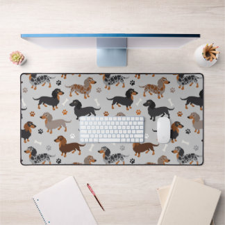 Lange harige Dachshund Paws en Botten Patroon Bureaumat