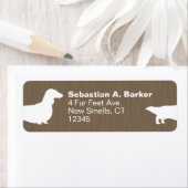 Lange harige Dachshund Wiener Hond Retouradres Etiket (Insitu)