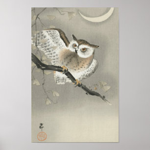 Lange havermout in Ginkgo door Ohara Koson Poster