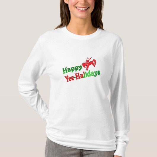 Lange hoes Happy Yee-Halidays t-shirt (Voorkant)