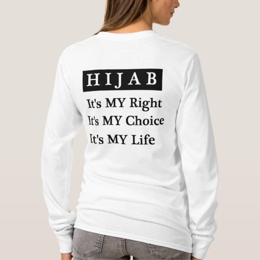 Lange hoes van Hijab (wit) T-shirt (Achterkant)