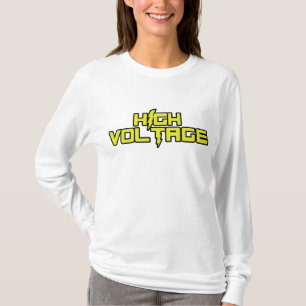 Lange hoes voor hoge spanning V-nekstuk (wit) T-shirt