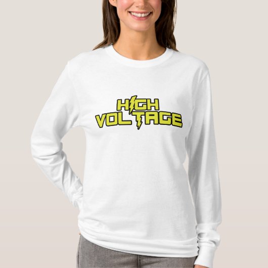 Lange hoes voor hoge spanning V-nekstuk (wit) T-shirt (Voorkant)