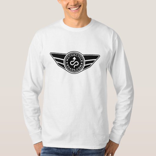 Lange hoes wit shirt met zwarte MCR-logo (Voorkant)