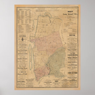 Lange Island City NY Map (1876) Poster