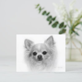 Lange jas Chihuahua - Fine Art by Hand Briefkaart