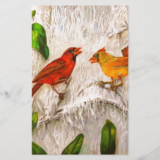 Lange kardinaalvogels briefpapier (Voorkant)