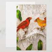Lange kardinaalvogels briefpapier (Voorkant / Achterkant)