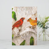 Lange kardinaalvogels briefpapier (Staand voorkant)