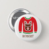 Lange kerstfeestgetallen ronde button 5,7 cm (Voorkant /achterkant)