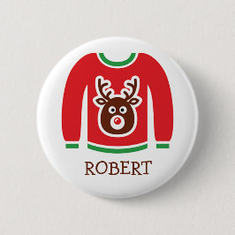 Lange kerstfeestgetallen ronde button 5,7 cm