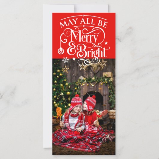 Lange kerstfotokaart rood thema (Voorkant)