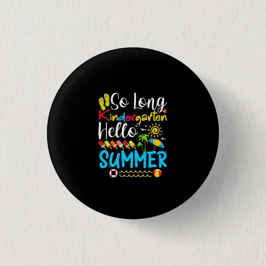 Lange Kindergarten Grade Hallo Summer Ronde Button 3,2 Cm (Voorkant)