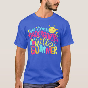 Lange Kindergarten Hallo zomervakantiestrand op de T-shirt
