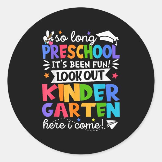 Lange kleuterschool hier kom ik studeren ronde sticker (Voorkant)