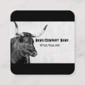 lange koe fotografie zwart - wit vierkante visitekaartje (Voorkant)