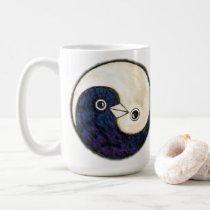 Lange koffie mok met Yin Yang duifjes van rust