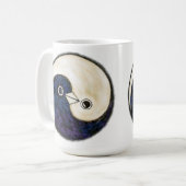 Lange koffie mok met Yin Yang duifjes van rust (Voorkant links)