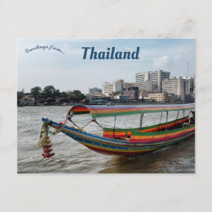 Lange kop boat in Bangkok Thailand Briefkaart