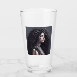 Lange krullende haarlens glas