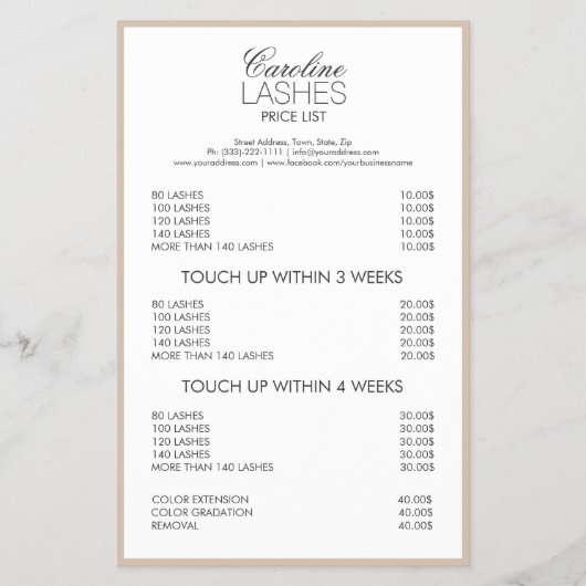 Lange Lash Extensions Cream Boundprice List Flyer (Voorkant)