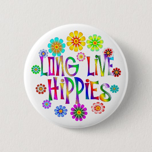 Lange levende Hippies Ronde Button 5,7 Cm (Voorkant)