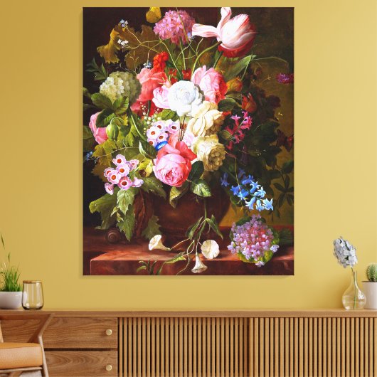 Lange levensduur van de Rozen Tulpen en hyacinten Canvas Afdruk (Insitu (Woonkamer))