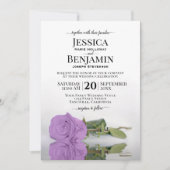 Lange Lila Paars Roos Elegant Wedding Kaart (Voorkant)