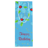 Lange magere geschenktas in blauw voor wijn wijn cadeautas (Achterkant)