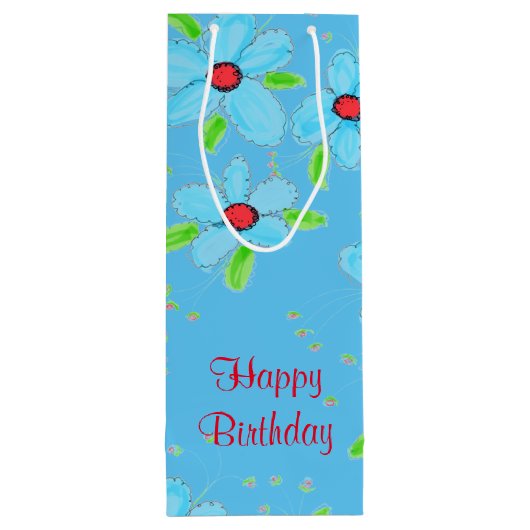 Lange magere geschenktas in blauw voor wijn wijn cadeautas (Achterkant)