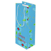 Lange magere geschenktas in blauw voor wijn wijn cadeautas (Voorkant Gekanteld)