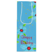 Lange magere geschenktas in blauw voor wijn wijn cadeautas (Voorkant)