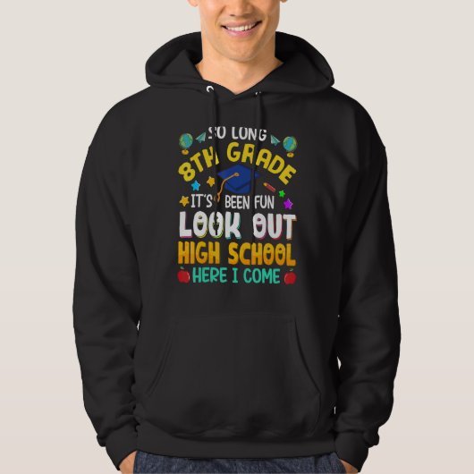 Lange middelbare school van de 8e klas hier kom ik hoodie (Voorkant)