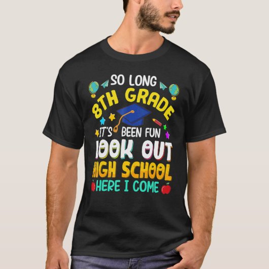 Lange middelbare school van de 8e klas hier kom ik t-shirt (Voorkant)