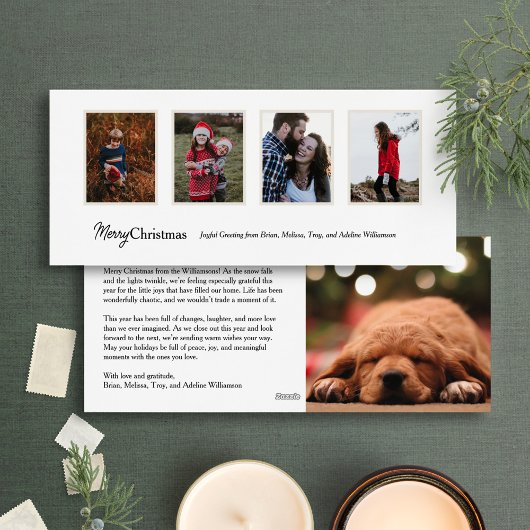 Lange minimalistische vier foto vakantie kerst Kaa Feestdagenkaart