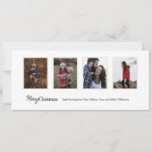 Lange minimalistische vier foto vakantie kerst Kaa Feestdagenkaart (Voorkant)