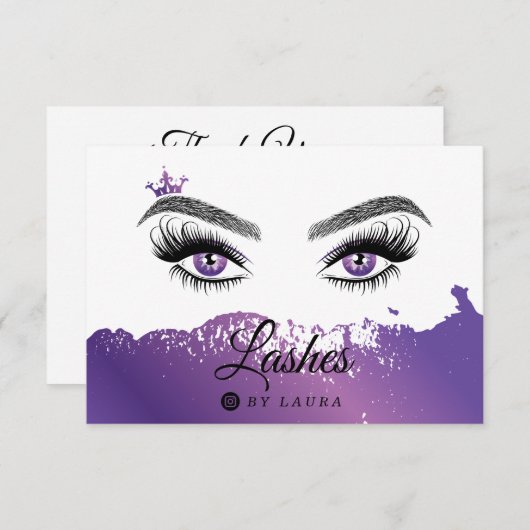 Lange mooie Lashes Eyes en Brows Hand getekend Bedankkaart (Voorkant / Achterkant)