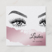 Lange mooie Lashes Eyes en Brows Hand getekend Vierkante Visitekaartje (Voorkant)