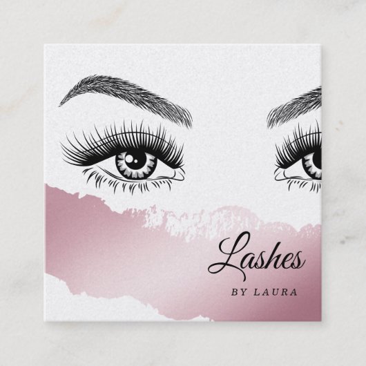 Lange mooie Lashes Eyes en Brows Hand getekend Vierkante Visitekaartje (Voorkant)